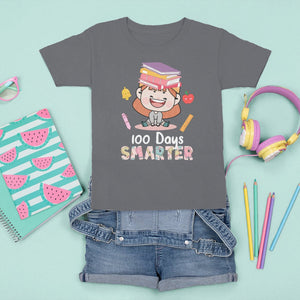 100th Day Of School Smarter Cutte Girl Love Book T Shirt For Kid TS09 Charcoal Printyourwear