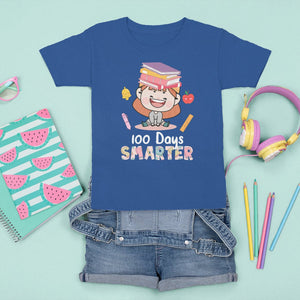 100th Day Of School Smarter Cutte Girl Love Book T Shirt For Kid TS09 Royal Blue Printyourwear