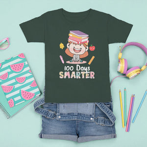 100th Day Of School Smarter Cutte Girl Love Book T Shirt For Kid TS09 Dark Forest Green Printyourwear