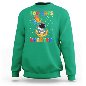 100th Day Of School Sweatshirt 100 Days Smarter Funny Astronaut Space Balloon TS09 Irish Green Printyourwear