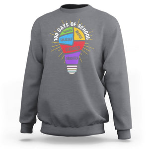 100th Day Of School Sweatshirt 100 Days Smarter Kinder Stronger Brighter Brave TS09 Charcoal Printyourwear