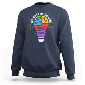 100th Day Of School Sweatshirt 100 Days Smarter Kinder Stronger Brighter Brave TS09 Navy Printyourwear