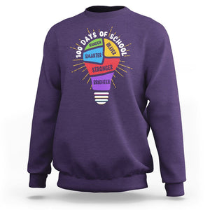 100th Day Of School Sweatshirt 100 Days Smarter Kinder Stronger Brighter Brave TS09 Purple Printyourwear