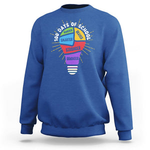 100th Day Of School Sweatshirt 100 Days Smarter Kinder Stronger Brighter Brave TS09 Royal Blue Printyourwear