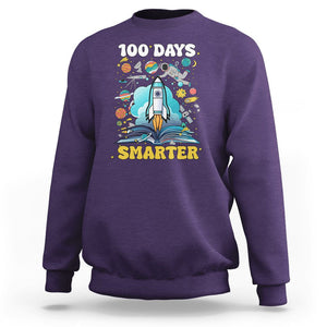 100th Day Of School Sweatshirt 100 Days Smarter Outer Space Magic Book TS09 Purple Printyourwear