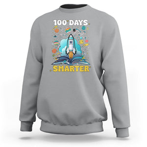 100th Day Of School Sweatshirt 100 Days Smarter Outer Space Magic Book TS09 Sport Gray Printyourwear