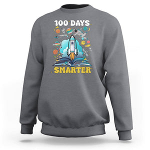 100th Day Of School Sweatshirt 100 Days Smarter Outer Space Magic Book TS09 Charcoal Printyourwear