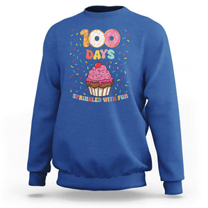 100th Day Of School Sweatshirt 100 Days Sprinkled With Fun Cupcake Donut TS09 Royal Blue Printyourwear