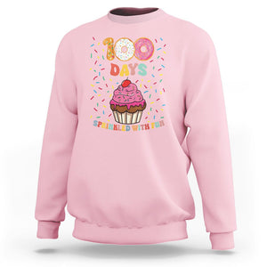 100th Day Of School Sweatshirt 100 Days Sprinkled With Fun Cupcake Donut TS09 Light Pink Printyourwear