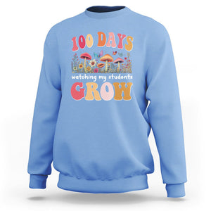 100th Day Of School Sweatshirt 100 Days Watching My Student Grow Teacher TS09 Carolina Blue Printyourwear