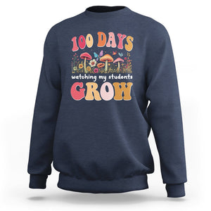 100th Day Of School Sweatshirt 100 Days Watching My Student Grow Teacher TS09 Navy Printyourwear