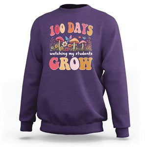 100th Day Of School Sweatshirt 100 Days Watching My Student Grow Teacher TS09 Purple Printyourwear