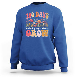 100th Day Of School Sweatshirt 100 Days Watching My Student Grow Teacher TS09 Royal Blue Printyourwear