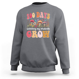 100th Day Of School Sweatshirt 100 Days Watching My Student Grow Teacher TS09 Charcoal Printyourwear