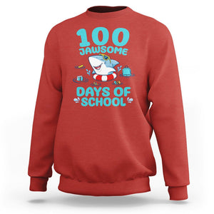 100th Day Of School Sweatshirt 100 Jawsome Days Funny Shark TS09 Red Printyourwear