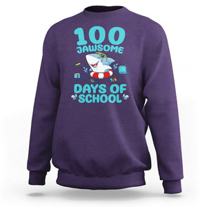 100th Day Of School Sweatshirt 100 Jawsome Days Funny Shark TS09 Purple Printyourwear