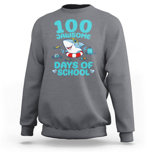 100th Day Of School Sweatshirt 100 Jawsome Days Funny Shark TS09 Charcoal Printyourwear