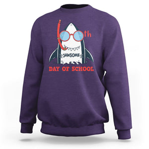 100th Day Of School Sweatshirt 100 Jawsome Days Funny Shark TS09 Purple Printyourwear