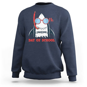 100th Day Of School Sweatshirt 100 Jawsome Days Funny Shark TS09 Navy Printyourwear