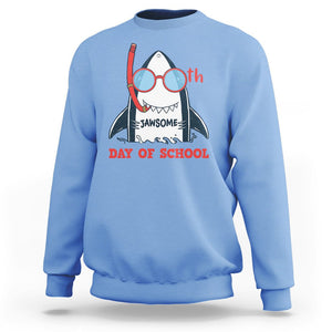 100th Day Of School Sweatshirt 100 Jawsome Days Funny Shark TS09 Carolina Blue Printyourwear