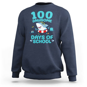 100th Day Of School Sweatshirt 100 Jawsome Days Funny Shark TS09 Navy Printyourwear