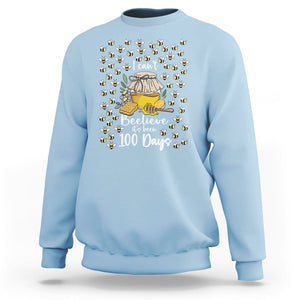 100th Day Of School Sweatshirt I Can't Beelieve It is 100 Days Smarter Funny Bee TS09 Light Blue Printyourwear