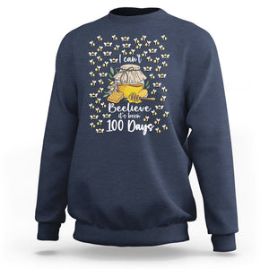 100th Day Of School Sweatshirt I Can't Beelieve It is 100 Days Smarter Funny Bee TS09 Navy Printyourwear