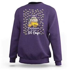 100th Day Of School Sweatshirt I Can't Beelieve It is 100 Days Smarter Funny Bee TS09 Purple Printyourwear