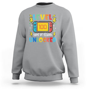 100th Day Of School Sweatshirt Level 100 Days Unlocked Video Game Funny Gamer TS09 Sport Gray Printyourwear