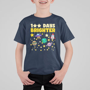 100th Day Of School T Shirt For Kid 100 Days Brighter Stars Rocket Outer Space TS09 Navy Printyourwear