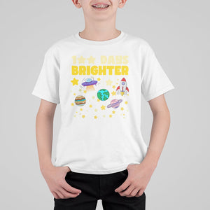 100th Day Of School T Shirt For Kid 100 Days Brighter Stars Rocket Outer Space TS09 White Printyourwear