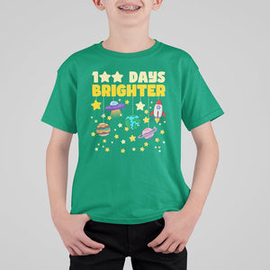 100th Day Of School T Shirt For Kid 100 Days Brighter Stars Rocket Outer Space TS09 Irish Green Printyourwear