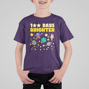 100th Day Of School T Shirt For Kid 100 Days Brighter Stars Rocket Outer Space TS09 Purple Printyourwear