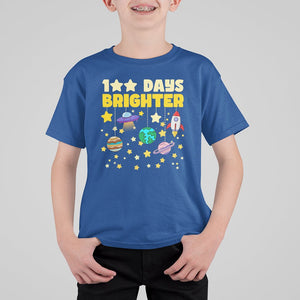 100th Day Of School T Shirt For Kid 100 Days Brighter Stars Rocket Outer Space TS09 Royal Blue Printyourwear