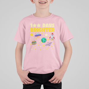 100th Day Of School T Shirt For Kid 100 Days Brighter Stars Rocket Outer Space TS09 Light Pink Printyourwear