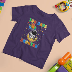 100th Day Of School T Shirt For Kid 100 Days Smarter Funny Astronaut Space Balloon TS09 Purple Printyourwear