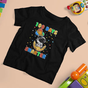 100th Day Of School T Shirt For Kid 100 Days Smarter Funny Astronaut Space Balloon TS09 Black Printyourwear