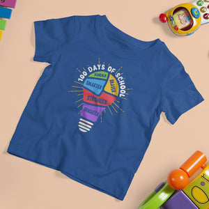 100th Day Of School T Shirt For Kid 100 Days Smarter Kinder Stronger Brighter Brave TS09 Royal Blue Printyourwear