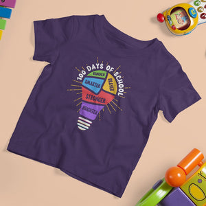 100th Day Of School T Shirt For Kid 100 Days Smarter Kinder Stronger Brighter Brave TS09 Purple Printyourwear