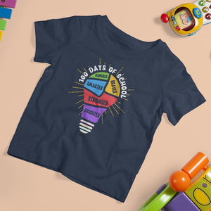 100th Day Of School T Shirt For Kid 100 Days Smarter Kinder Stronger Brighter Brave TS09 Navy Printyourwear