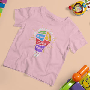 100th Day Of School T Shirt For Kid 100 Days Smarter Kinder Stronger Brighter Brave TS09 Light Pink Printyourwear