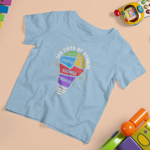 100th Day Of School T Shirt For Kid 100 Days Smarter Kinder Stronger Brighter Brave TS09 Light Blue Printyourwear