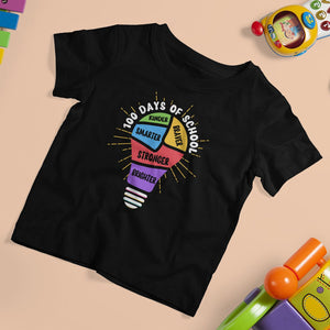 100th Day Of School T Shirt For Kid 100 Days Smarter Kinder Stronger Brighter Brave TS09 Black Printyourwear