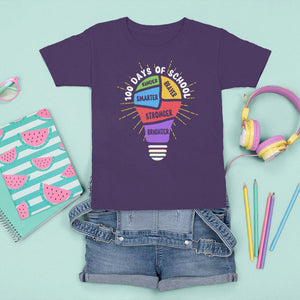 100th Day Of School T Shirt For Kid 100 Days Smarter Kinder Stronger Brighter Brave TS09 Purple Printyourwear