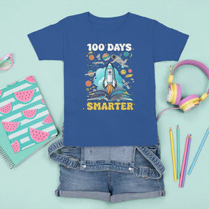 100th Day Of School T Shirt For Kid 100 Days Smarter Outer Space Magic Book TS09 Royal Blue Printyourwear