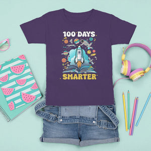 100th Day Of School T Shirt For Kid 100 Days Smarter Outer Space Magic Book TS09 Purple Printyourwear