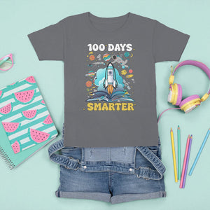 100th Day Of School T Shirt For Kid 100 Days Smarter Outer Space Magic Book TS09 Charcoal Printyourwear