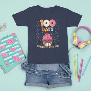 100th Day Of School T Shirt For Kid 100 Days Sprinkled With Fun Cupcake Donut TS09 Navy Printyourwear