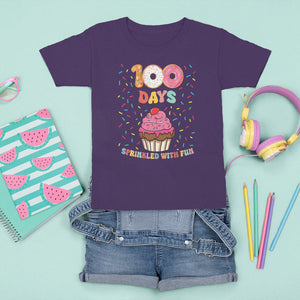 100th Day Of School T Shirt For Kid 100 Days Sprinkled With Fun Cupcake Donut TS09 Purple Printyourwear