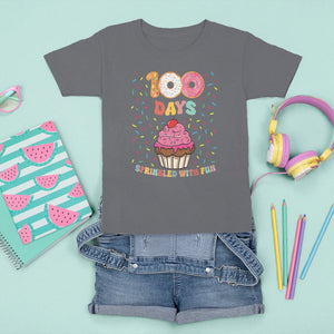 100th Day Of School T Shirt For Kid 100 Days Sprinkled With Fun Cupcake Donut TS09 Charcoal Printyourwear